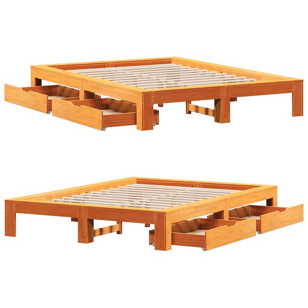 Bed met matras massief grenenhout wasbruin 140x190 cm is nu te koop bij PeponiXL, paradijselijk wonen!