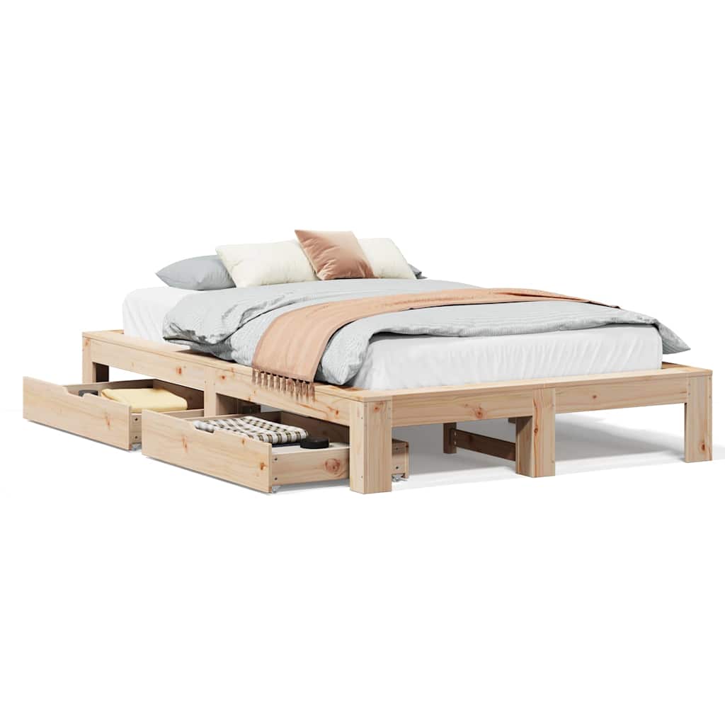 Bedframe zonder matras massief grenenhout 135x190 cm is nu te koop bij PeponiXL, paradijselijk wonen!