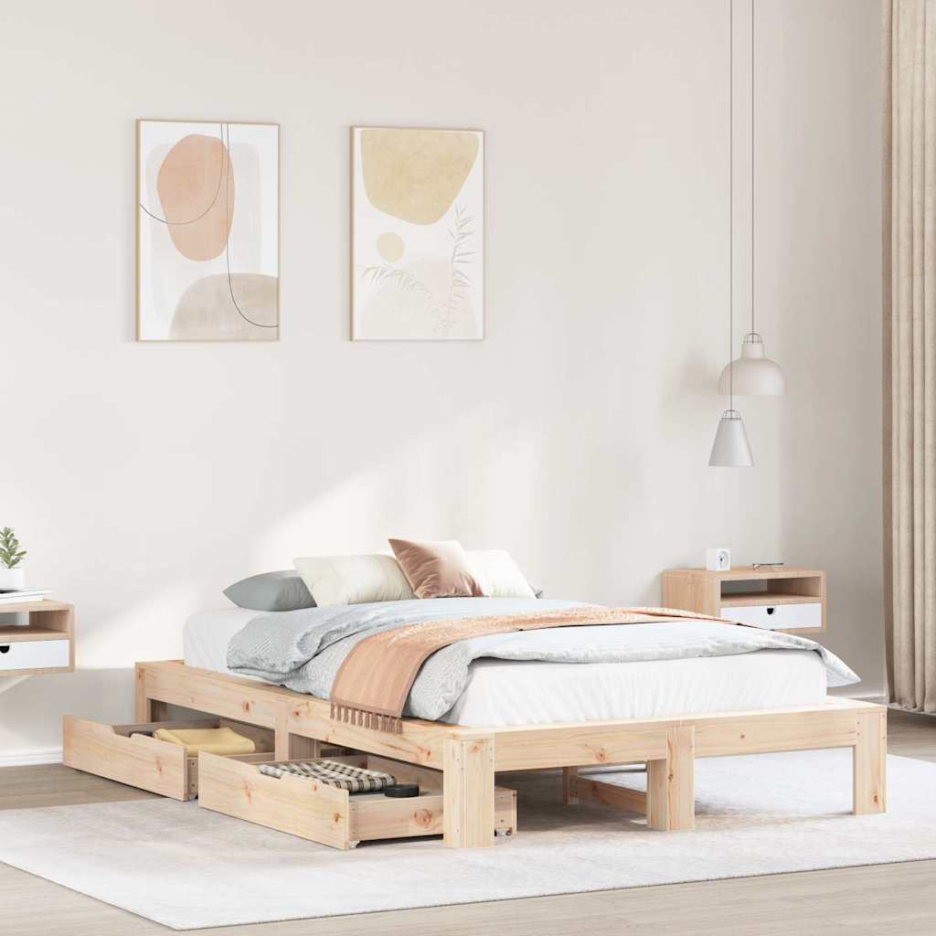 Bedframe zonder matras massief grenenhout 135x190 cm is nu te koop bij PeponiXL, paradijselijk wonen!