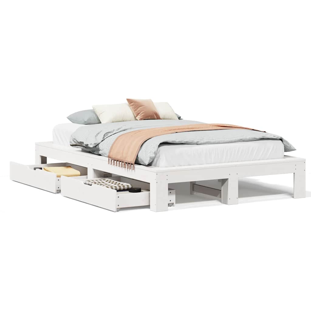 Bedframe zonder matras massief grenenhout wit 135x190 cm is nu te koop bij PeponiXL, paradijselijk wonen!