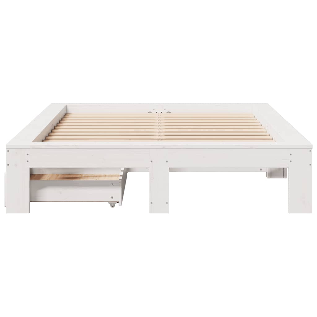 Bedframe zonder matras massief grenenhout wit 135x190 cm is nu te koop bij PeponiXL, paradijselijk wonen!