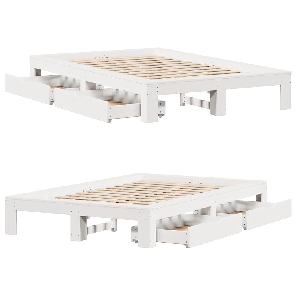 Bedframe zonder matras massief grenenhout wit 135x190 cm is nu te koop bij PeponiXL, paradijselijk wonen!