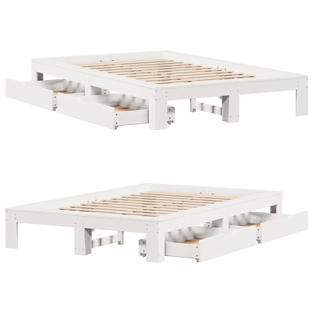 Bedframe zonder matras massief grenenhout wit 120x190 cm is nu te koop bij PeponiXL, paradijselijk wonen!