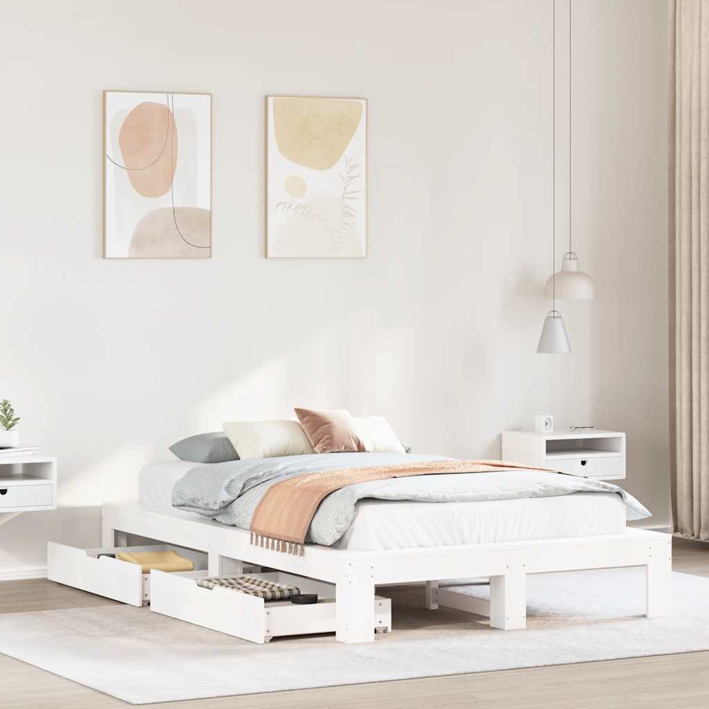 Bedframe zonder matras massief grenenhout wit 120x190 cm is nu te koop bij PeponiXL, paradijselijk wonen!