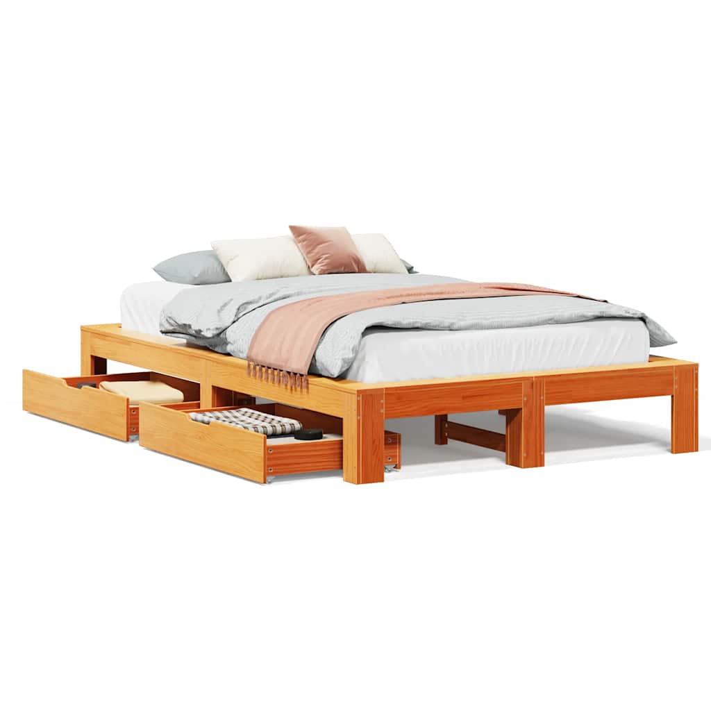 Bedframe zonder matras massief grenenhout wasbruin 120x190 cm is nu te koop bij PeponiXL, paradijselijk wonen!