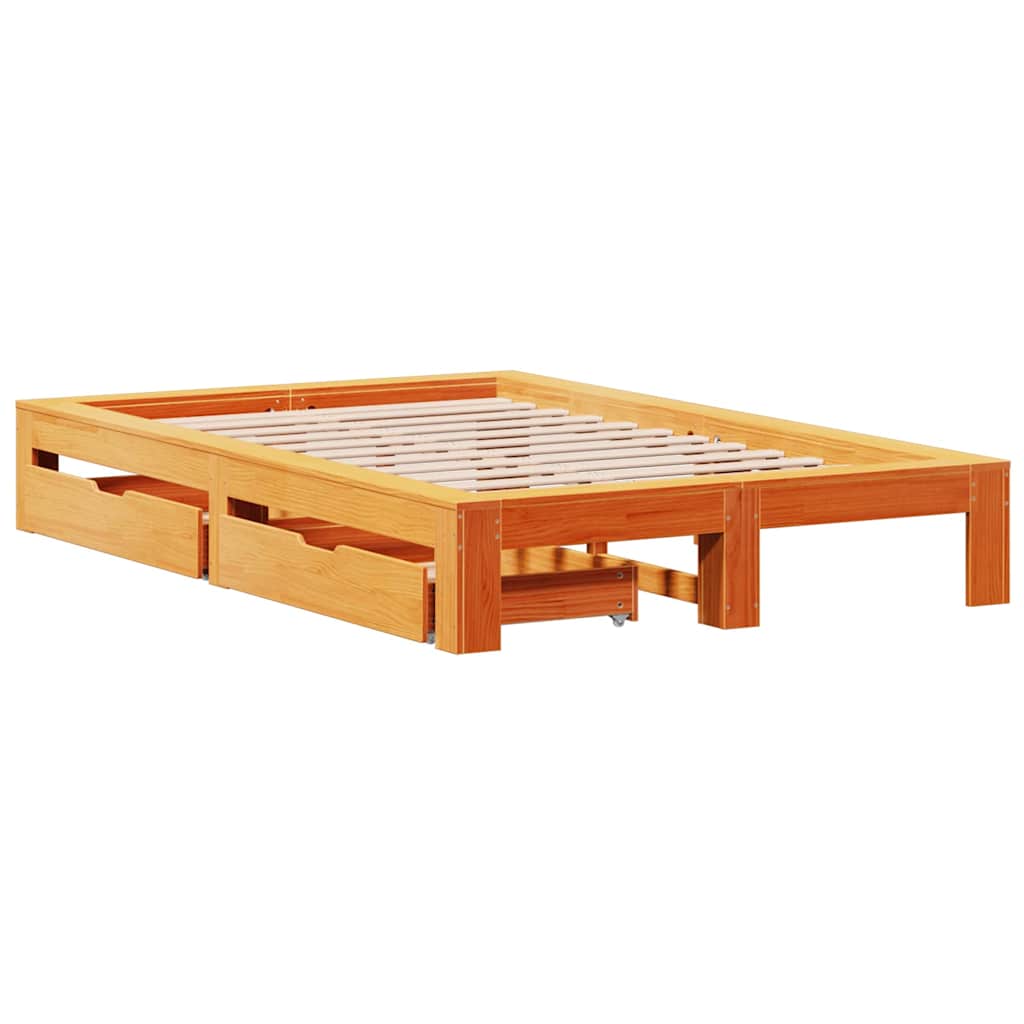 Bedframe zonder matras massief grenenhout wasbruin 120x190 cm is nu te koop bij PeponiXL, paradijselijk wonen!