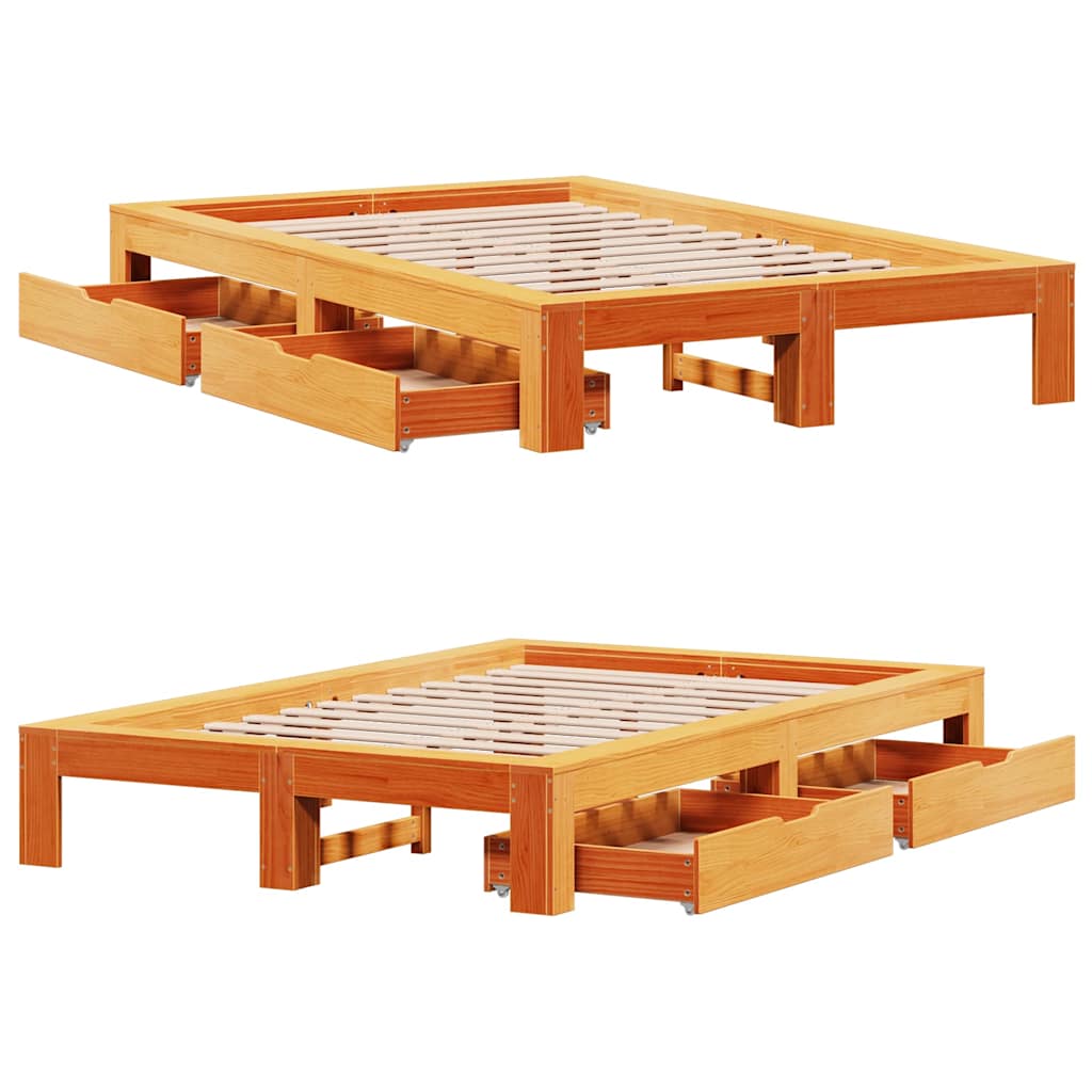 Bedframe zonder matras massief grenenhout wasbruin 120x190 cm is nu te koop bij PeponiXL, paradijselijk wonen!