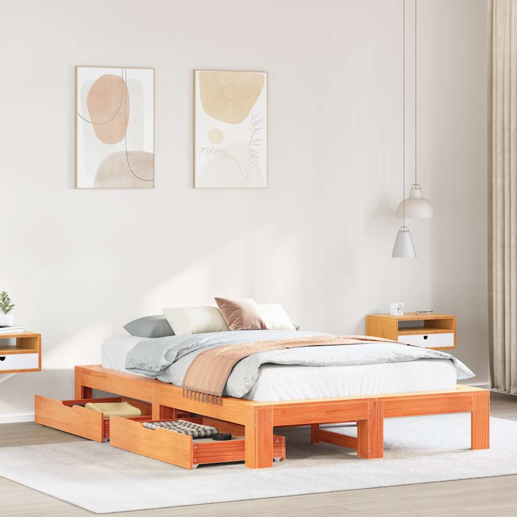 Bedframe zonder matras massief grenenhout wasbruin 120x190 cm is nu te koop bij PeponiXL, paradijselijk wonen!