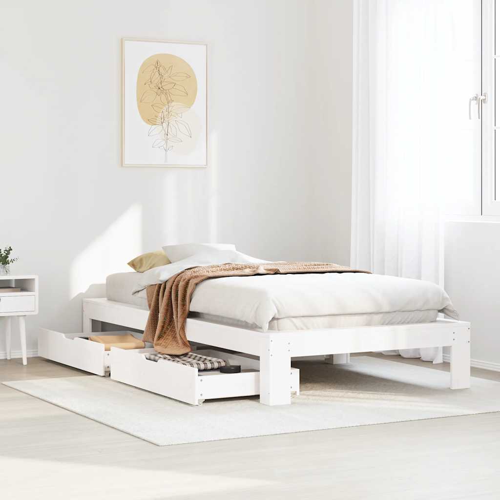Bedframe zonder matras massief grenenhout wit 90x190 cm is nu te koop bij PeponiXL, paradijselijk wonen!