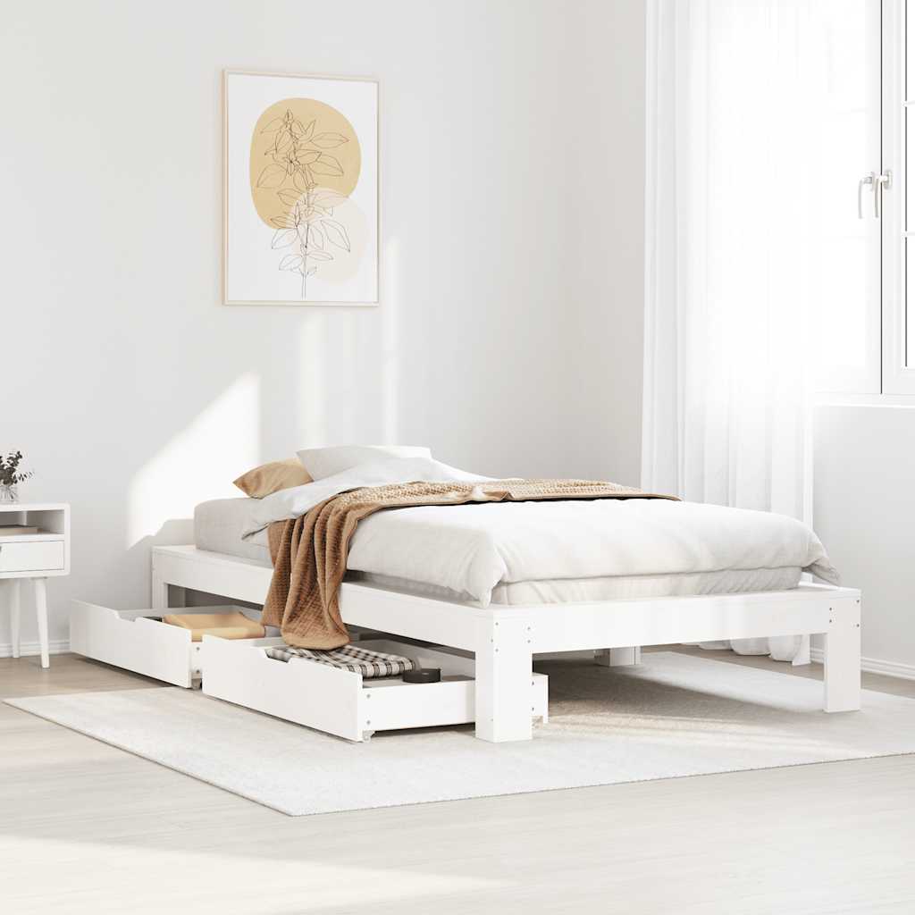 Bedframe zonder matras massief grenenhout wit 75x190 cm is nu te koop bij PeponiXL, paradijselijk wonen!