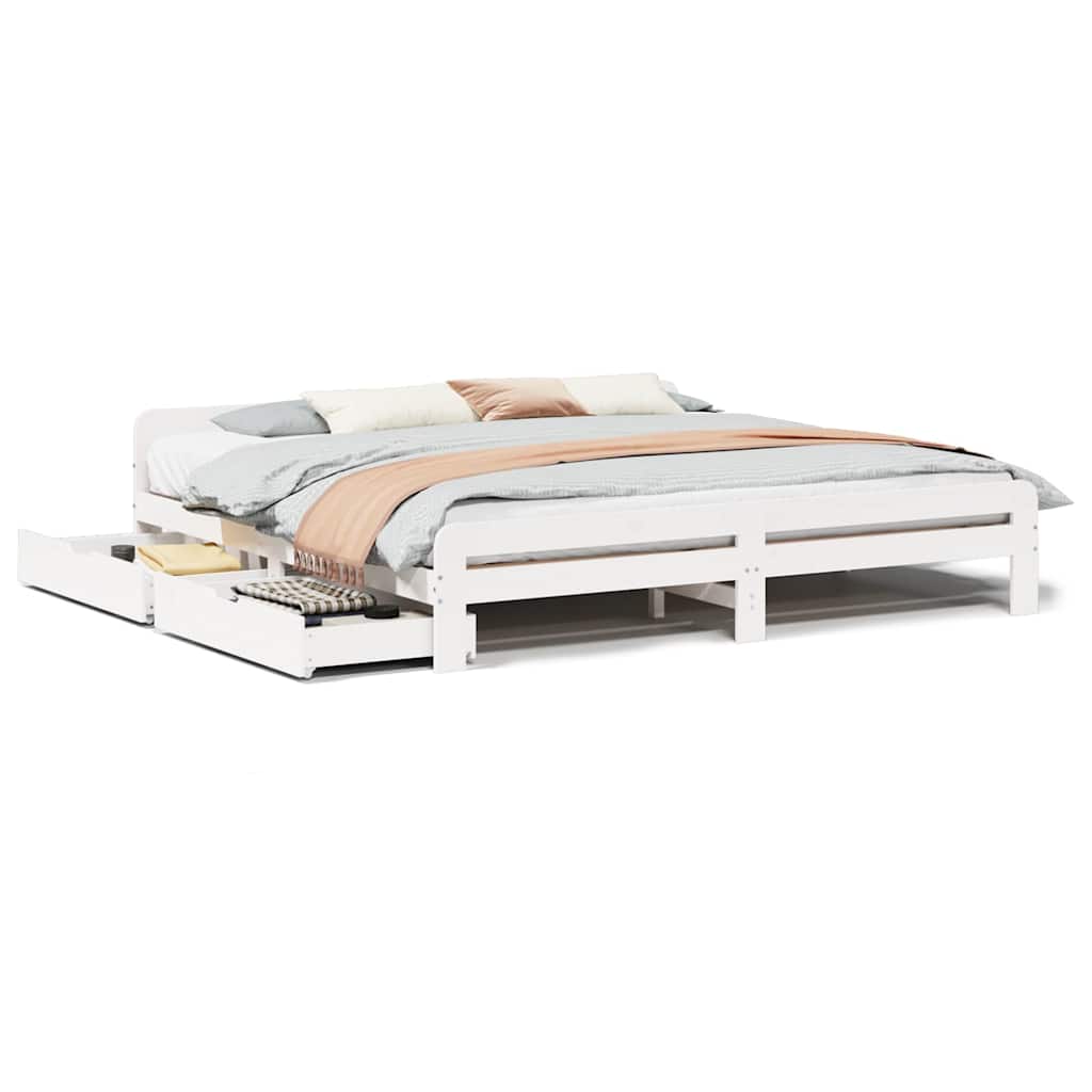 Bedframe zonder matras massief grenenhout wit 180x200 cm is nu te koop bij PeponiXL, paradijselijk wonen!