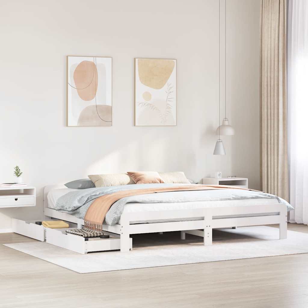 Bedframe zonder matras massief grenenhout wit 180x200 cm is nu te koop bij PeponiXL, paradijselijk wonen!