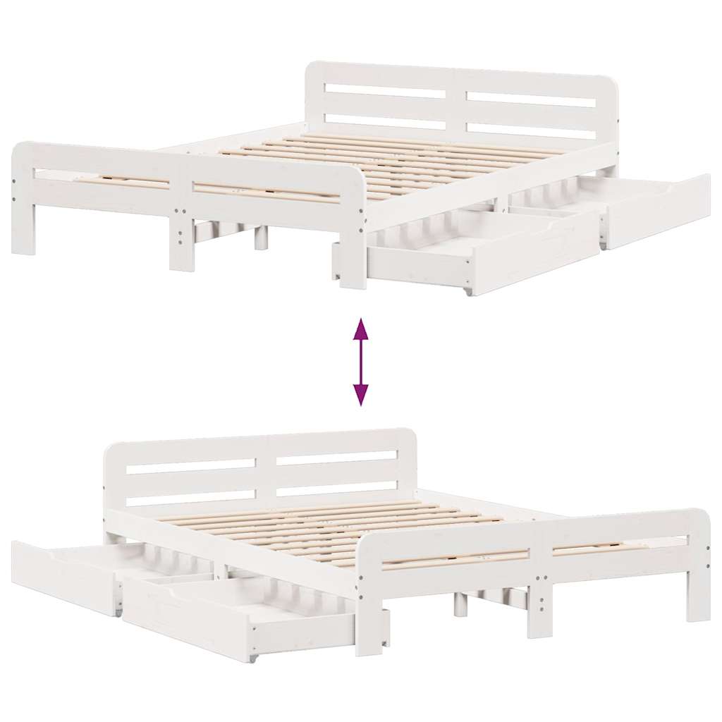 Bedframe zonder matras massief grenenhout wit 160x200 cm is nu te koop bij PeponiXL, paradijselijk wonen!