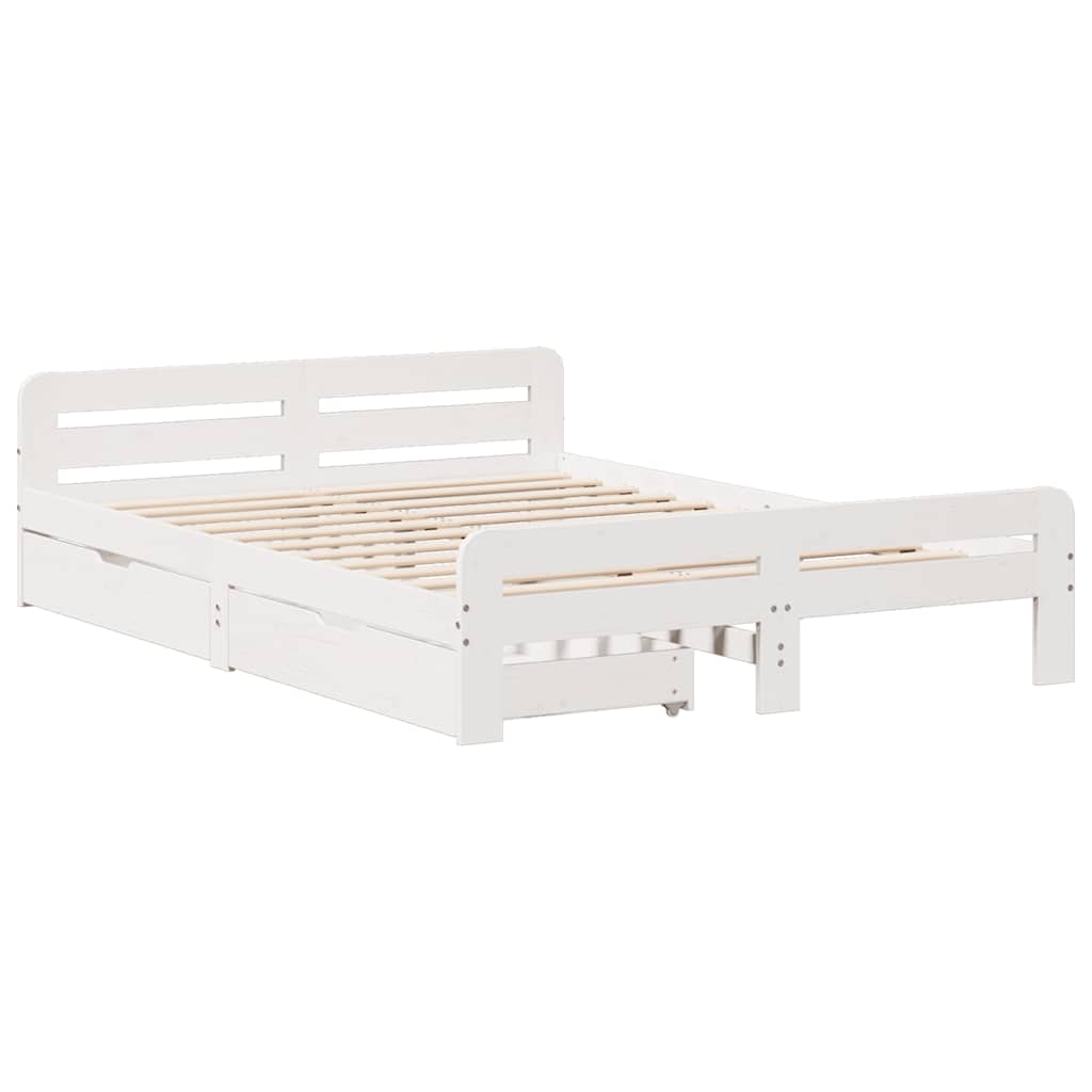 Bedframe zonder matras massief grenenhout wit 150x200 cm is nu te koop bij PeponiXL, paradijselijk wonen!