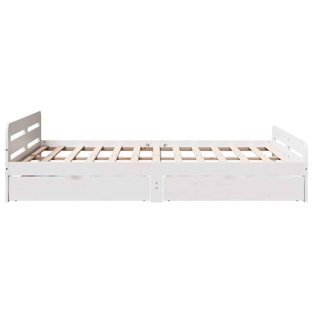 Bedframe zonder matras massief grenenhout wit 150x200 cm is nu te koop bij PeponiXL, paradijselijk wonen!