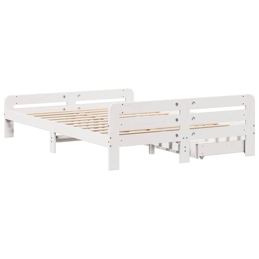 Bedframe zonder matras massief grenenhout wit 150x200 cm is nu te koop bij PeponiXL, paradijselijk wonen!
