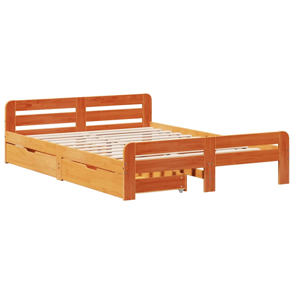 Bedframe zonder matras massief grenenhout wasbruin 150x200 cm is nu te koop bij PeponiXL, paradijselijk wonen!