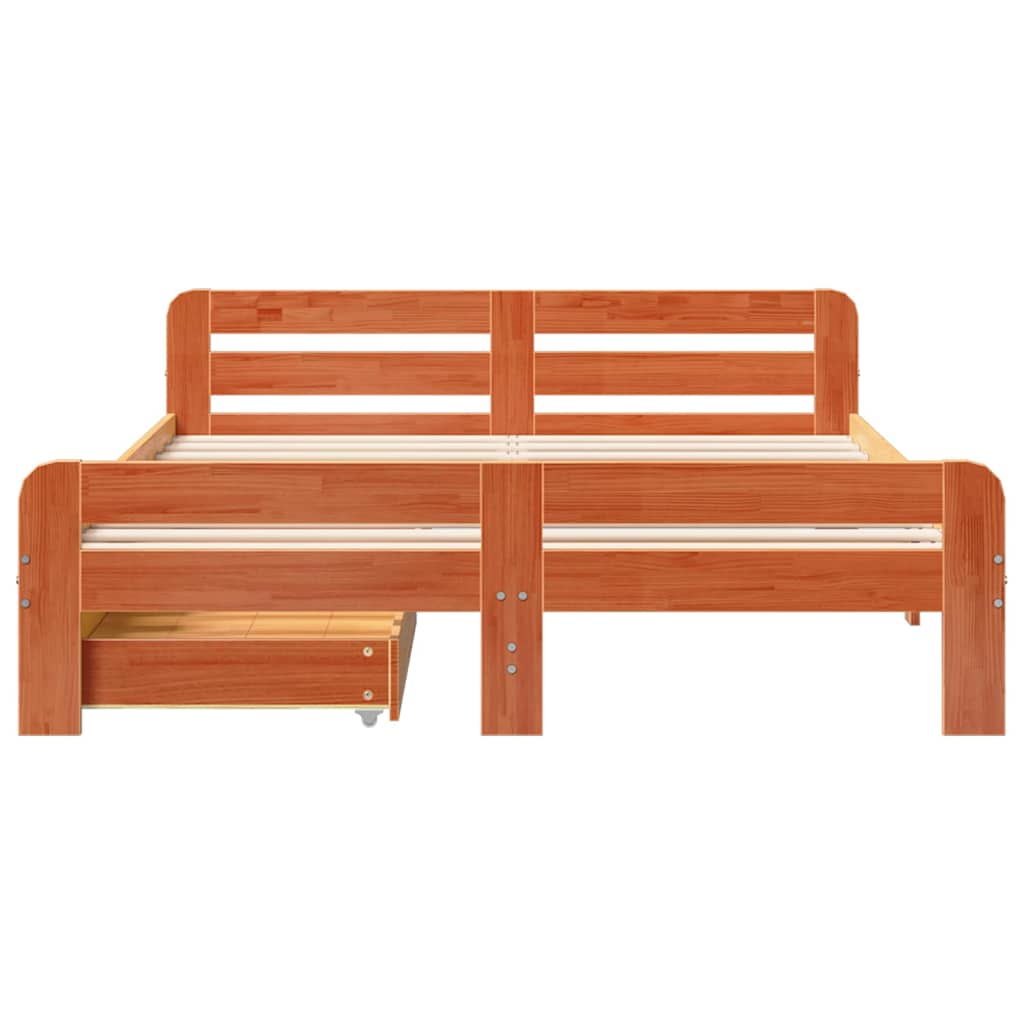 Bedframe zonder matras massief grenenhout wasbruin 150x200 cm is nu te koop bij PeponiXL, paradijselijk wonen!
