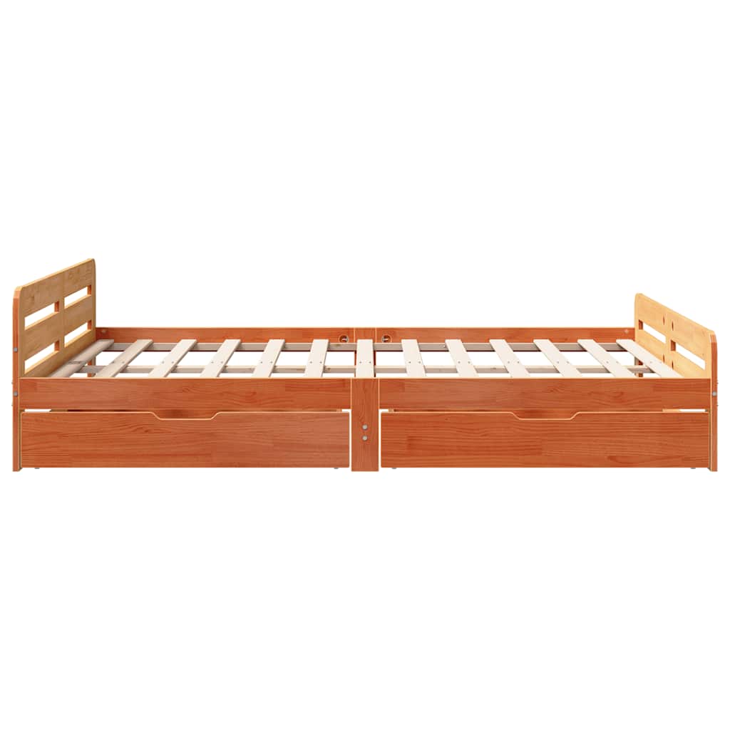 Bedframe zonder matras massief grenenhout wasbruin 150x200 cm is nu te koop bij PeponiXL, paradijselijk wonen!