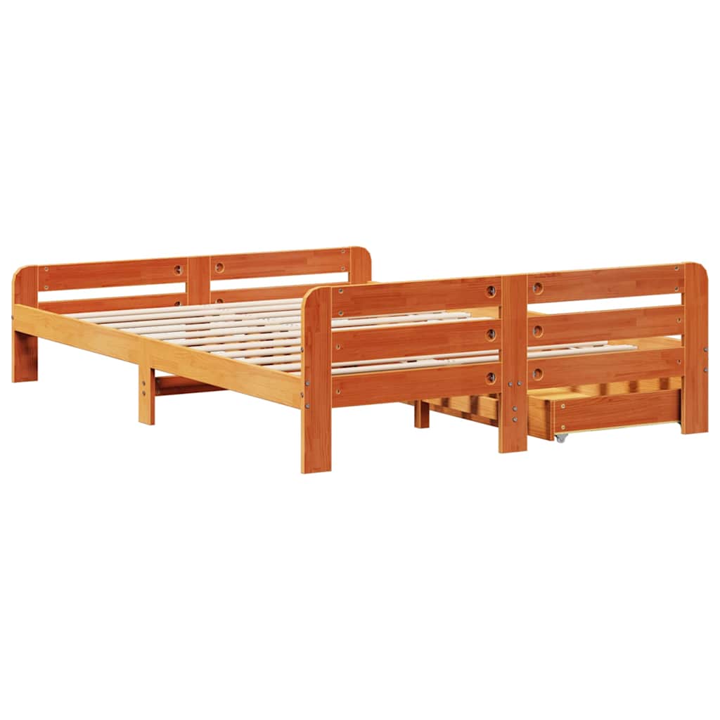Bedframe zonder matras massief grenenhout wasbruin 150x200 cm is nu te koop bij PeponiXL, paradijselijk wonen!