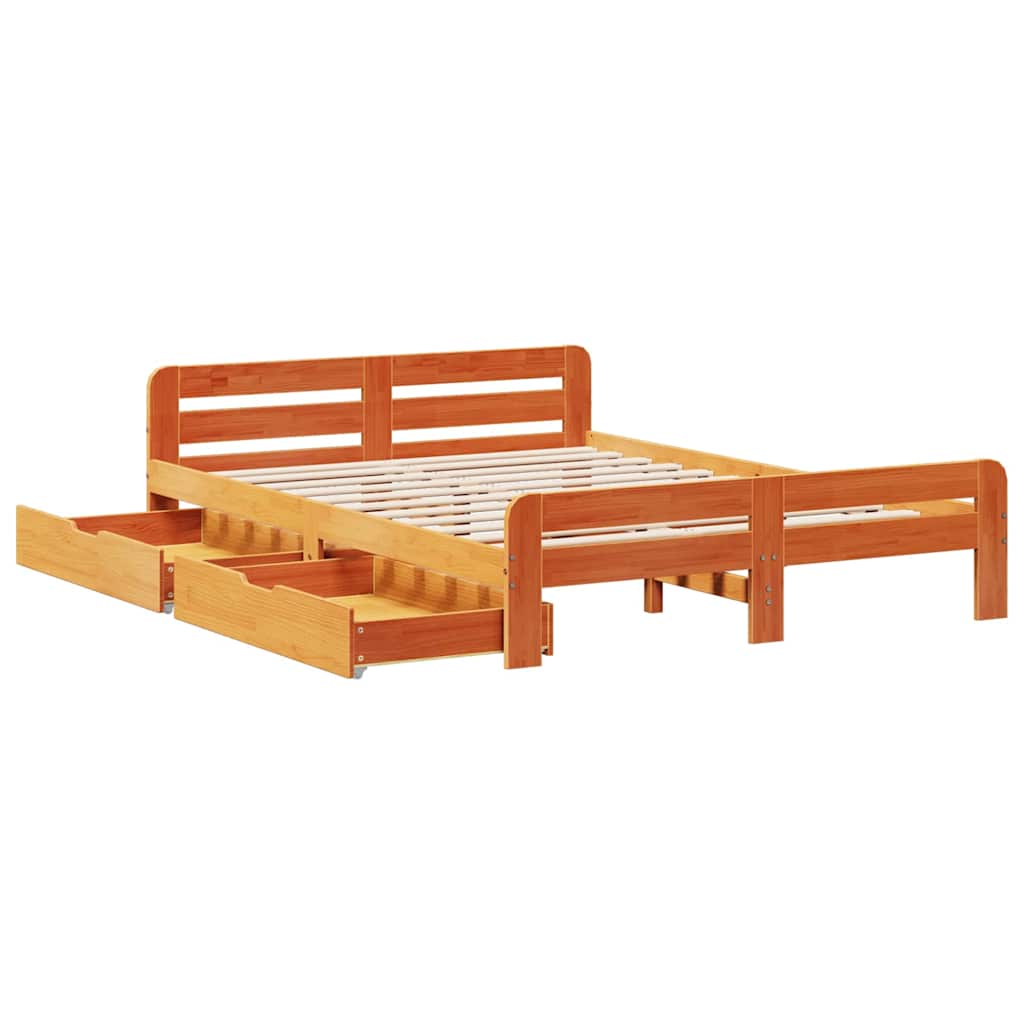 Bedframe zonder matras massief grenenhout wasbruin 150x200 cm is nu te koop bij PeponiXL, paradijselijk wonen!
