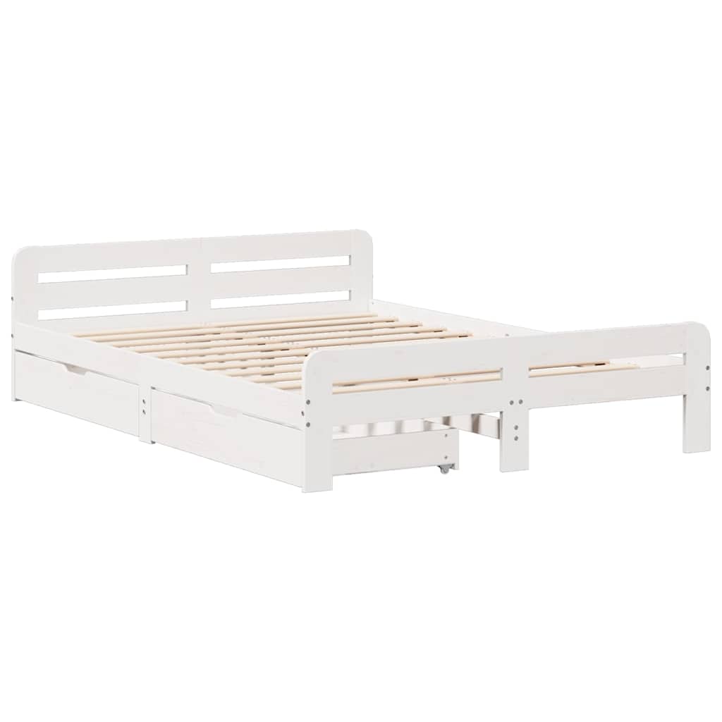 Bedframe zonder matras massief grenenhout wit 140x200 cm is nu te koop bij PeponiXL, paradijselijk wonen!