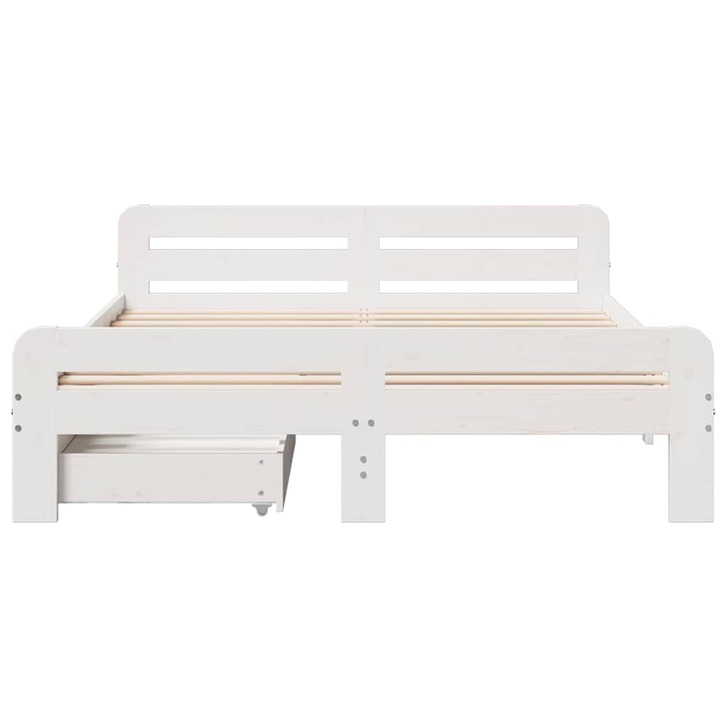 Bedframe zonder matras massief grenenhout wit 140x200 cm is nu te koop bij PeponiXL, paradijselijk wonen!