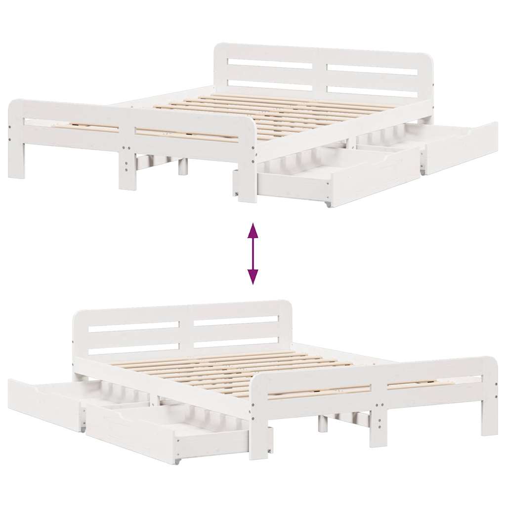 Bedframe zonder matras massief grenenhout wit 140x200 cm is nu te koop bij PeponiXL, paradijselijk wonen!