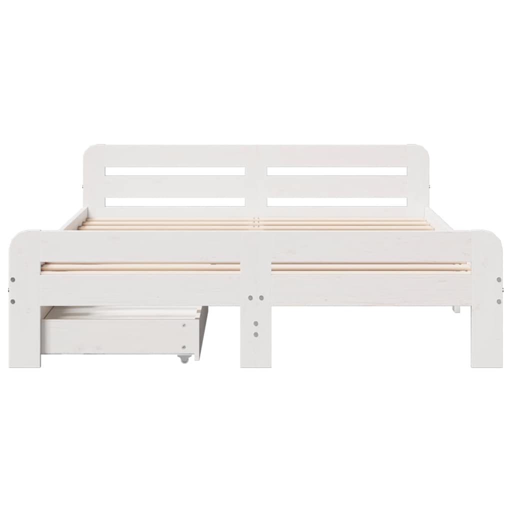 Bedframe zonder matras massief grenenhout wit 140x190 cm is nu te koop bij PeponiXL, paradijselijk wonen!