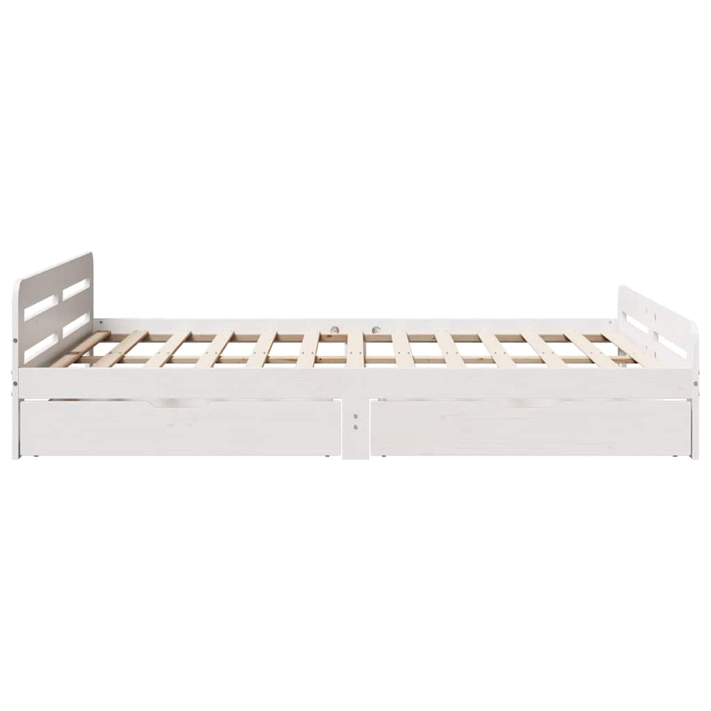 Bedframe zonder matras massief grenenhout wit 140x190 cm is nu te koop bij PeponiXL, paradijselijk wonen!