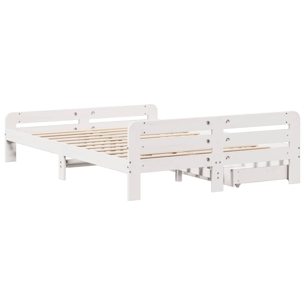 Bedframe zonder matras massief grenenhout wit 140x190 cm is nu te koop bij PeponiXL, paradijselijk wonen!