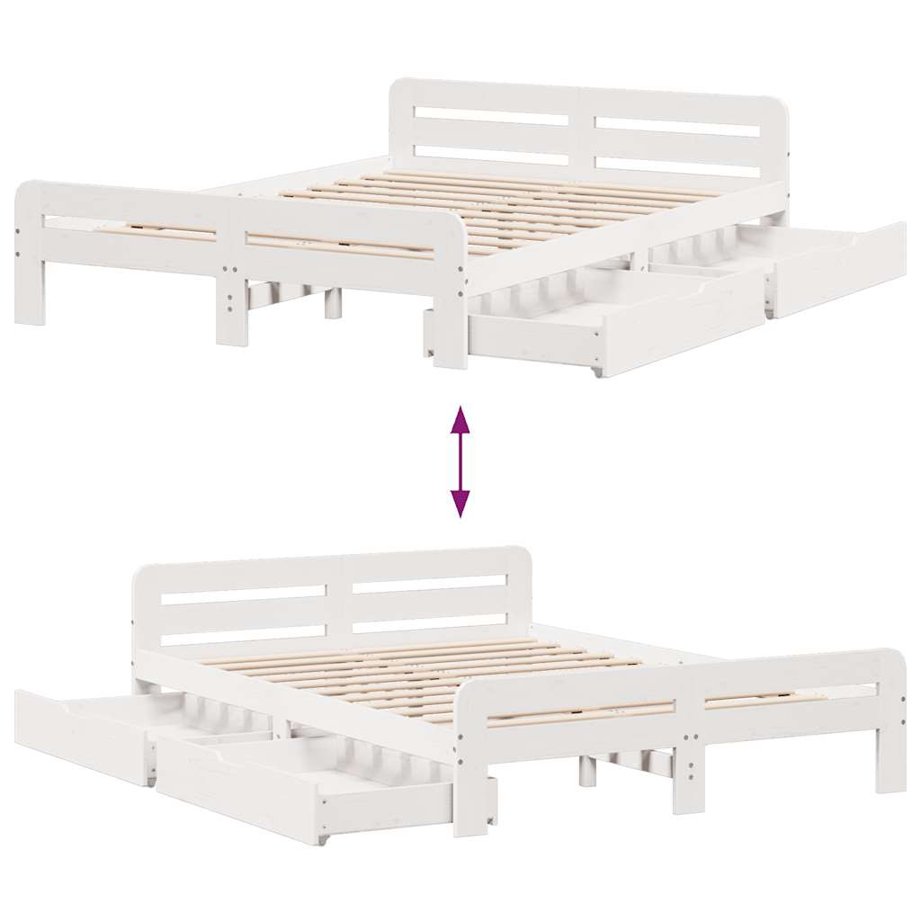 Bedframe zonder matras massief grenenhout wit 140x190 cm is nu te koop bij PeponiXL, paradijselijk wonen!