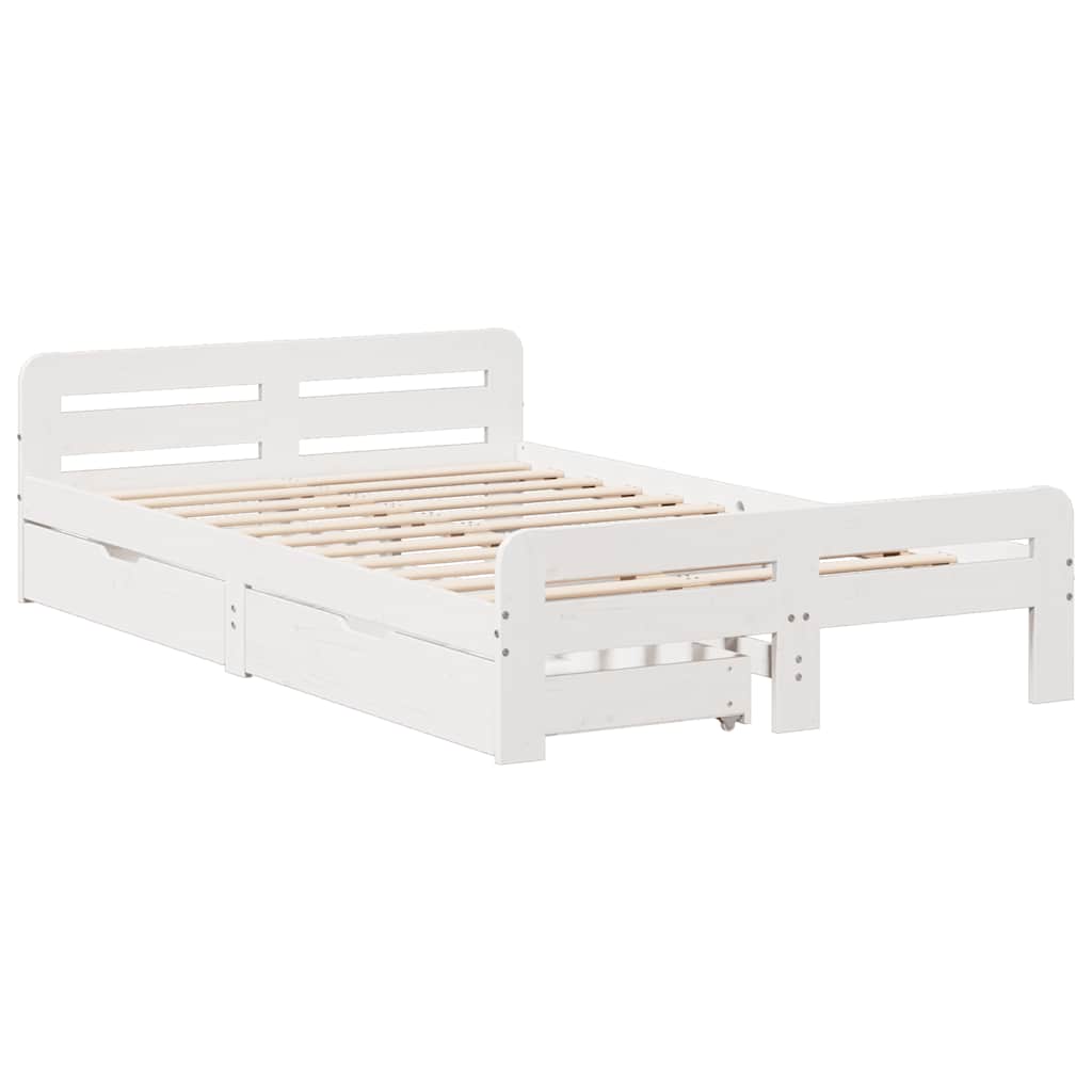 Bedframe zonder matras massief grenenhout wit 135x190 cm is nu te koop bij PeponiXL, paradijselijk wonen!