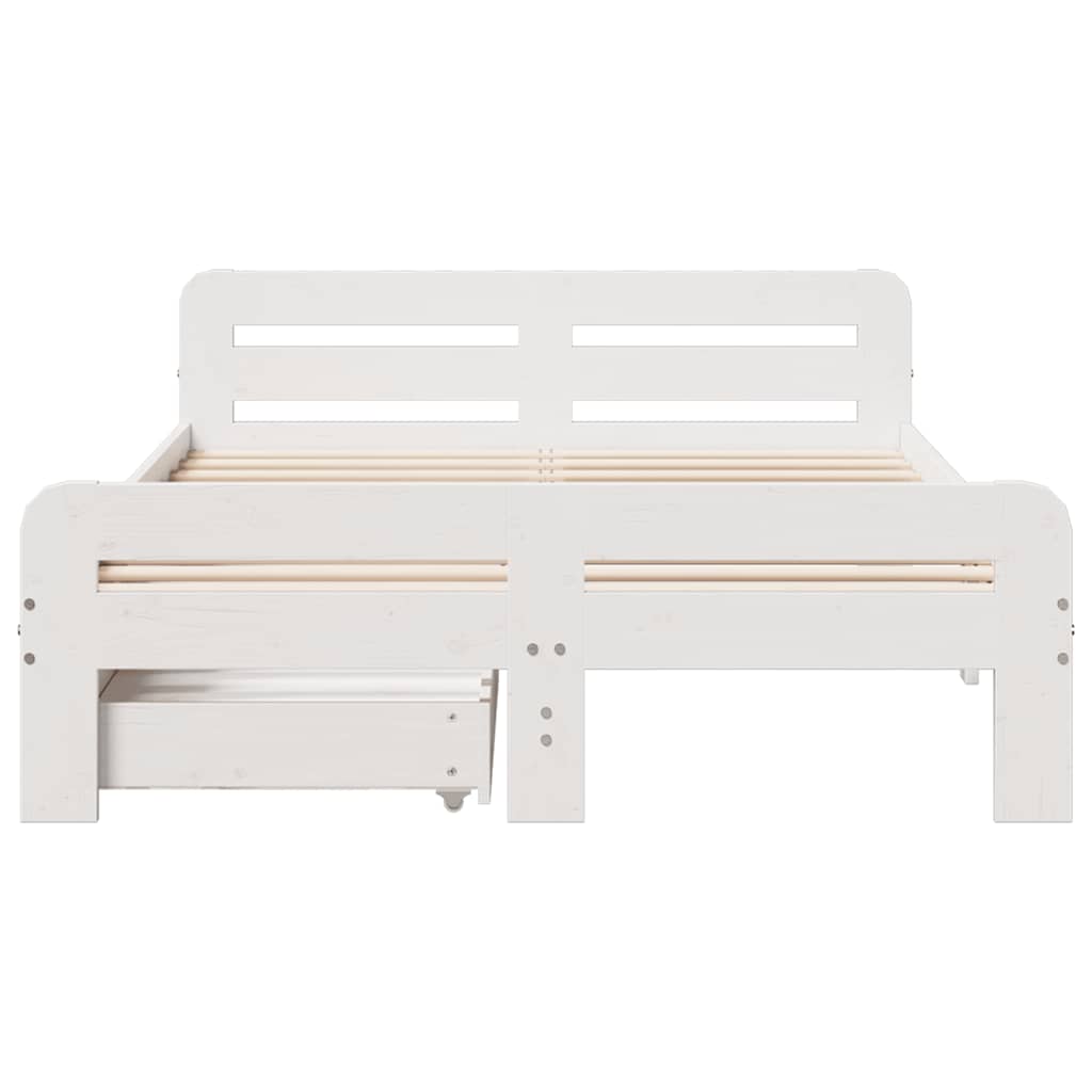 Bedframe zonder matras massief grenenhout wit 135x190 cm is nu te koop bij PeponiXL, paradijselijk wonen!