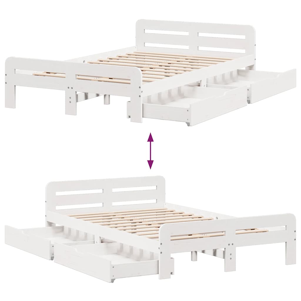 Bedframe zonder matras massief grenenhout wit 135x190 cm is nu te koop bij PeponiXL, paradijselijk wonen!