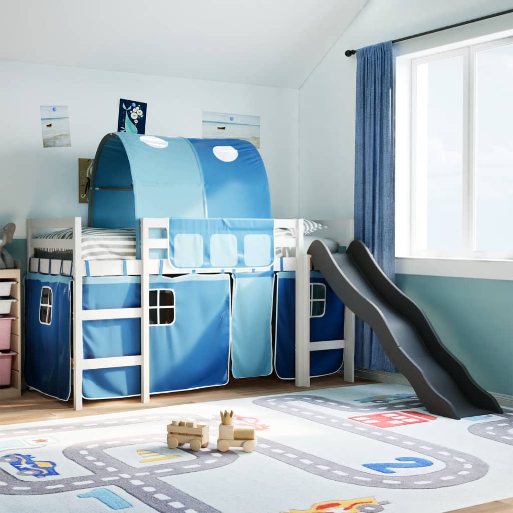 Kinderhoogslaper met tunnel 80x200 cm massief grenenhout blauw is nu te koop bij PeponiXL, paradijselijk wonen!