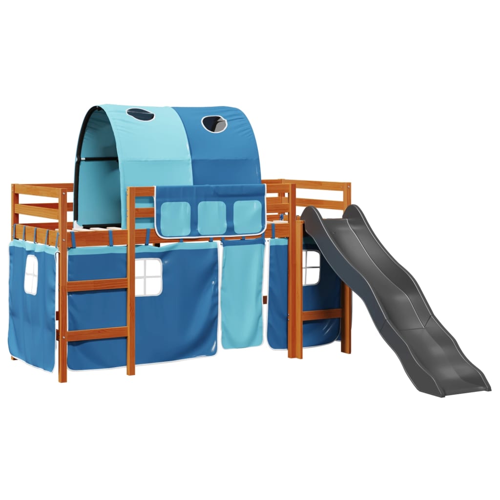 Kinderhoogslaper met tunnel 80x200 cm massief grenenhout blauw is nu te koop bij PeponiXL, paradijselijk wonen!