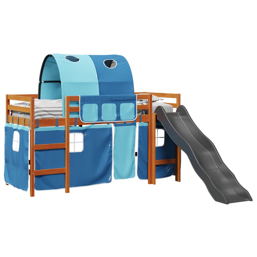 Kinderhoogslaper met tunnel 80x200 cm massief grenenhout blauw is nu te koop bij PeponiXL, paradijselijk wonen!