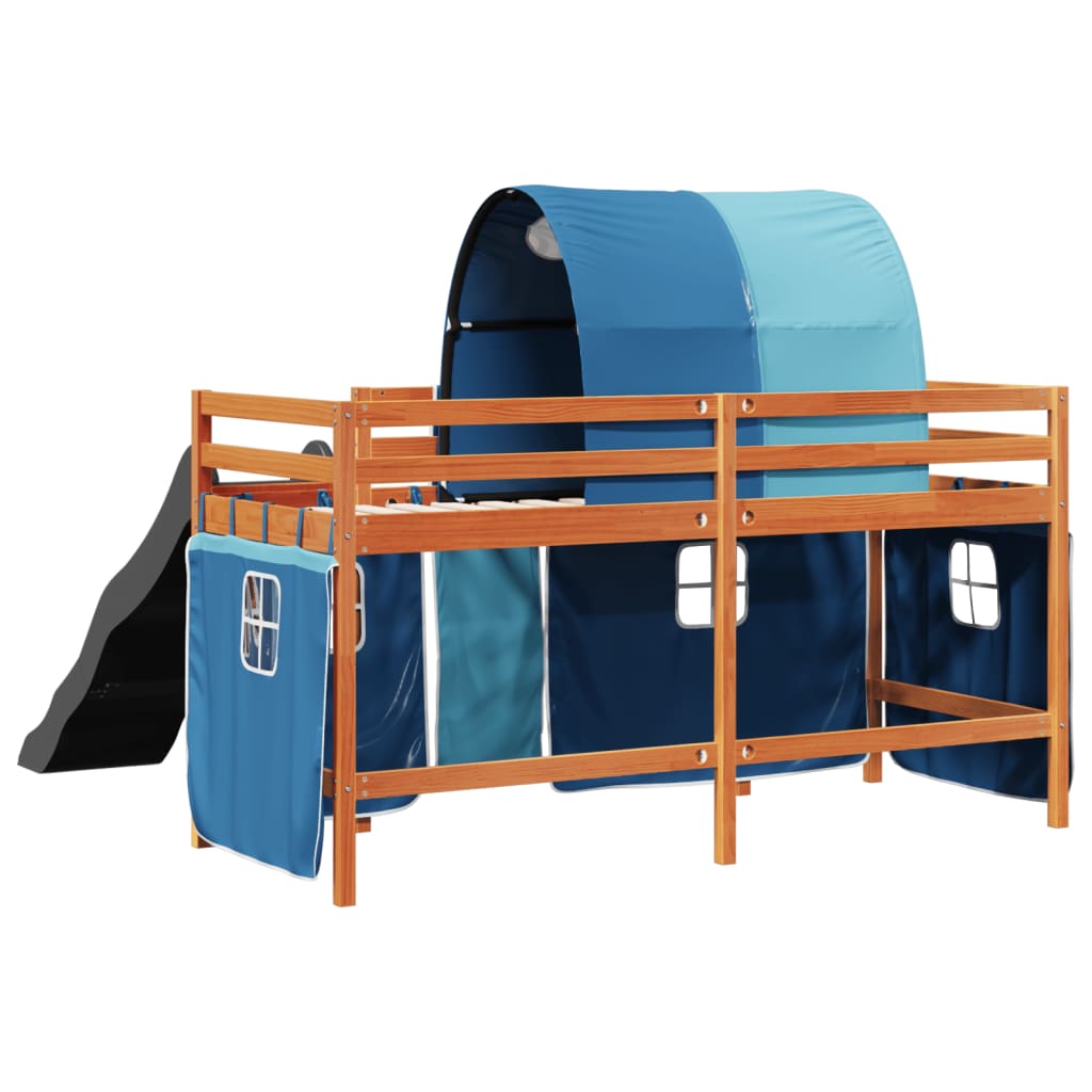 Kinderhoogslaper met tunnel 80x200 cm massief grenenhout blauw is nu te koop bij PeponiXL, paradijselijk wonen!