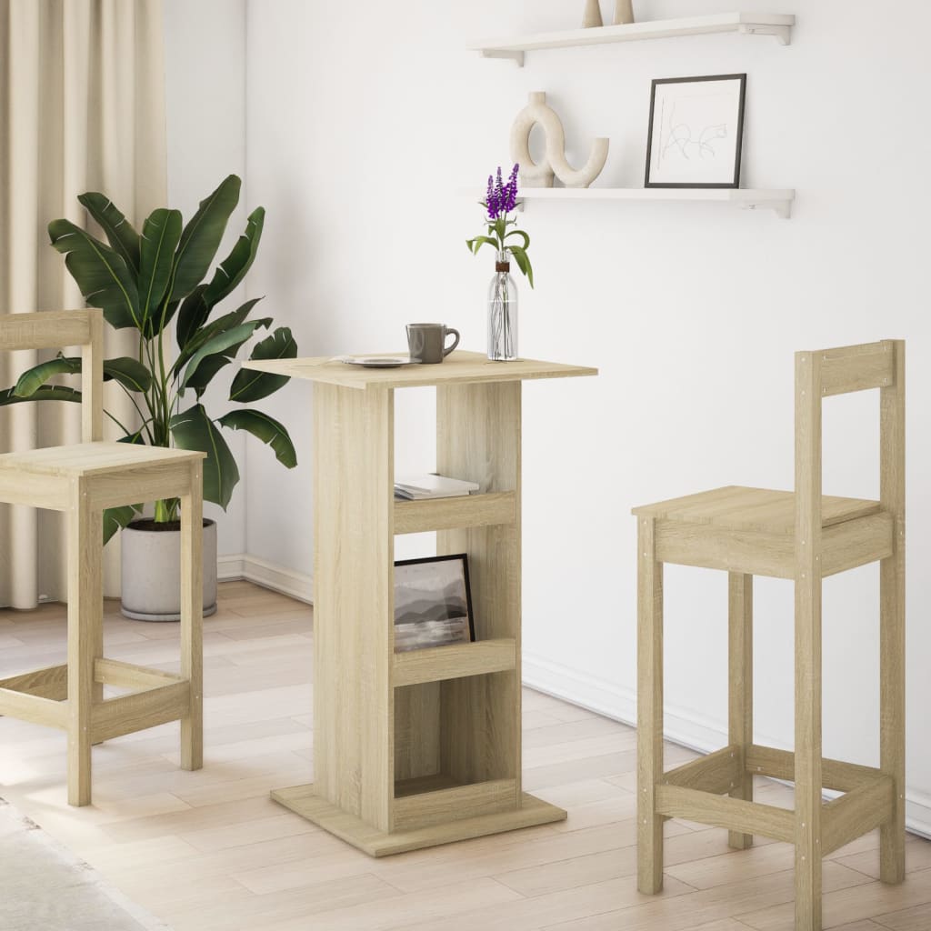 Bartafel met opbergruimte 60x60x102 cm hout sonoma eikenkleurig is nu te koop bij PeponiXL, paradijselijk wonen!