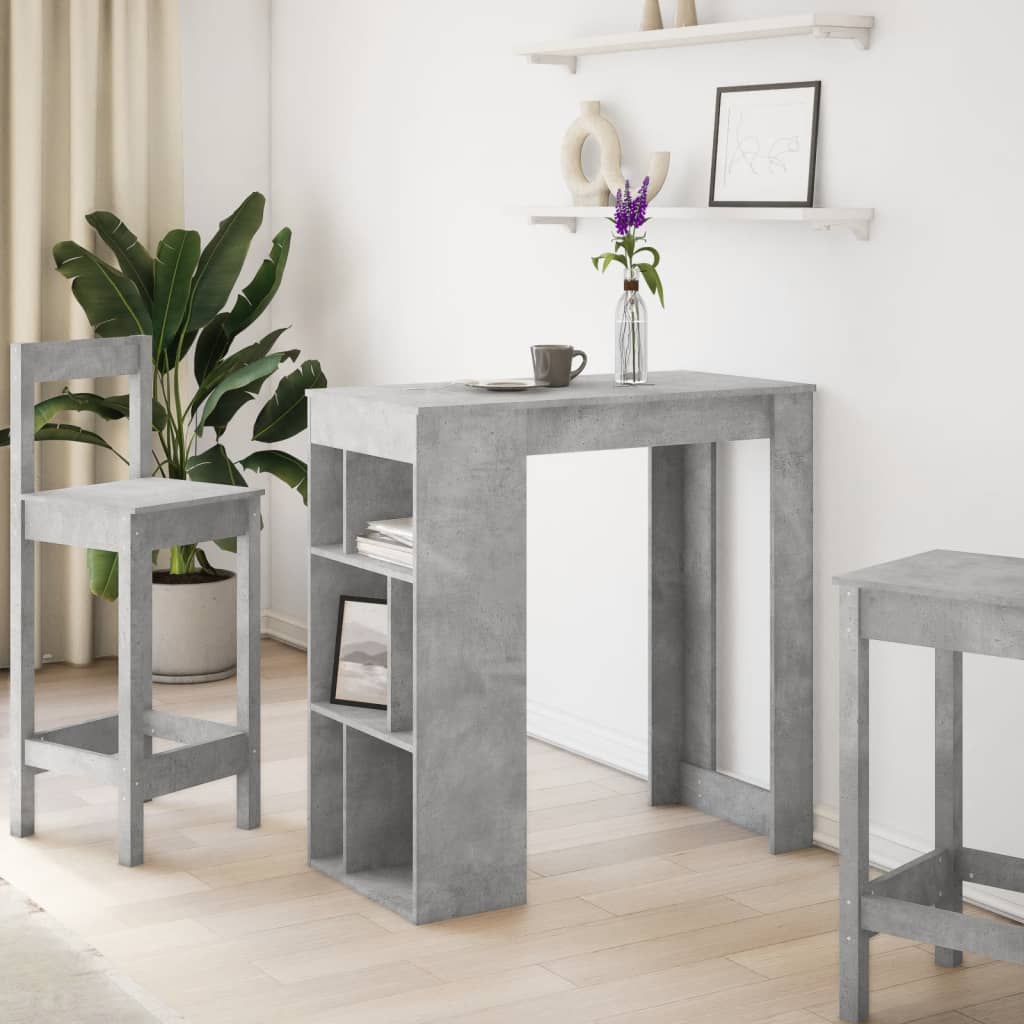 Bartafel met rekken 102x50x103,5 cm bewerkt hout betongrijs is nu te koop bij PeponiXL, paradijselijk wonen!
