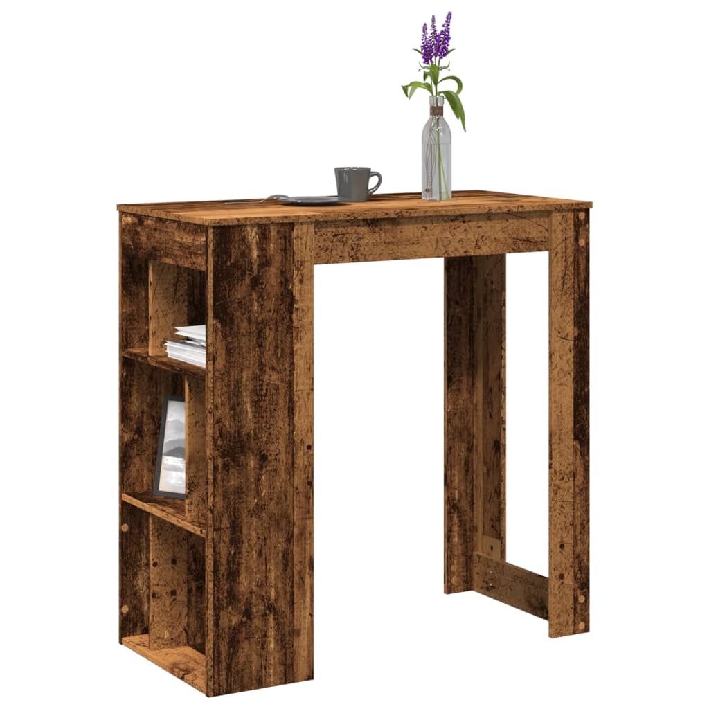Bartafel met rekken 102x50x103,5 cm bewerkt hout oud houtkleur is nu te koop bij PeponiXL, paradijselijk wonen!