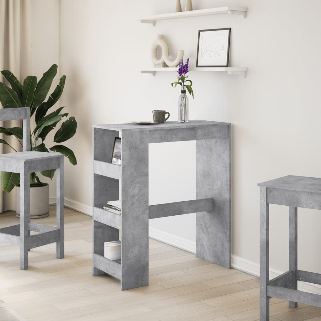 Bartafel met rekken 90x40x103,5 cm bewerkt hout betongrijs is nu te koop bij PeponiXL, paradijselijk wonen!