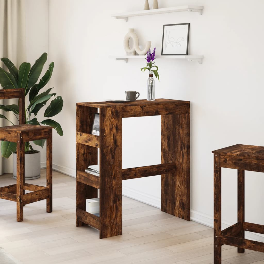 Bartafel met rekken 90x40x103,5 cm bewerkt hout gerookt eiken is nu te koop bij PeponiXL, paradijselijk wonen!