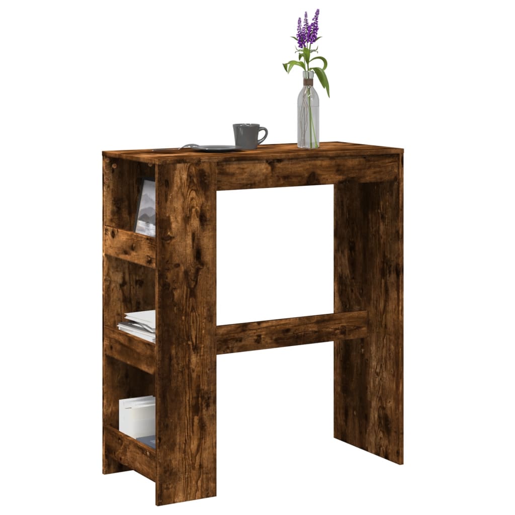 Bartafel met rekken 90x40x103,5 cm bewerkt hout gerookt eiken is nu te koop bij PeponiXL, paradijselijk wonen!