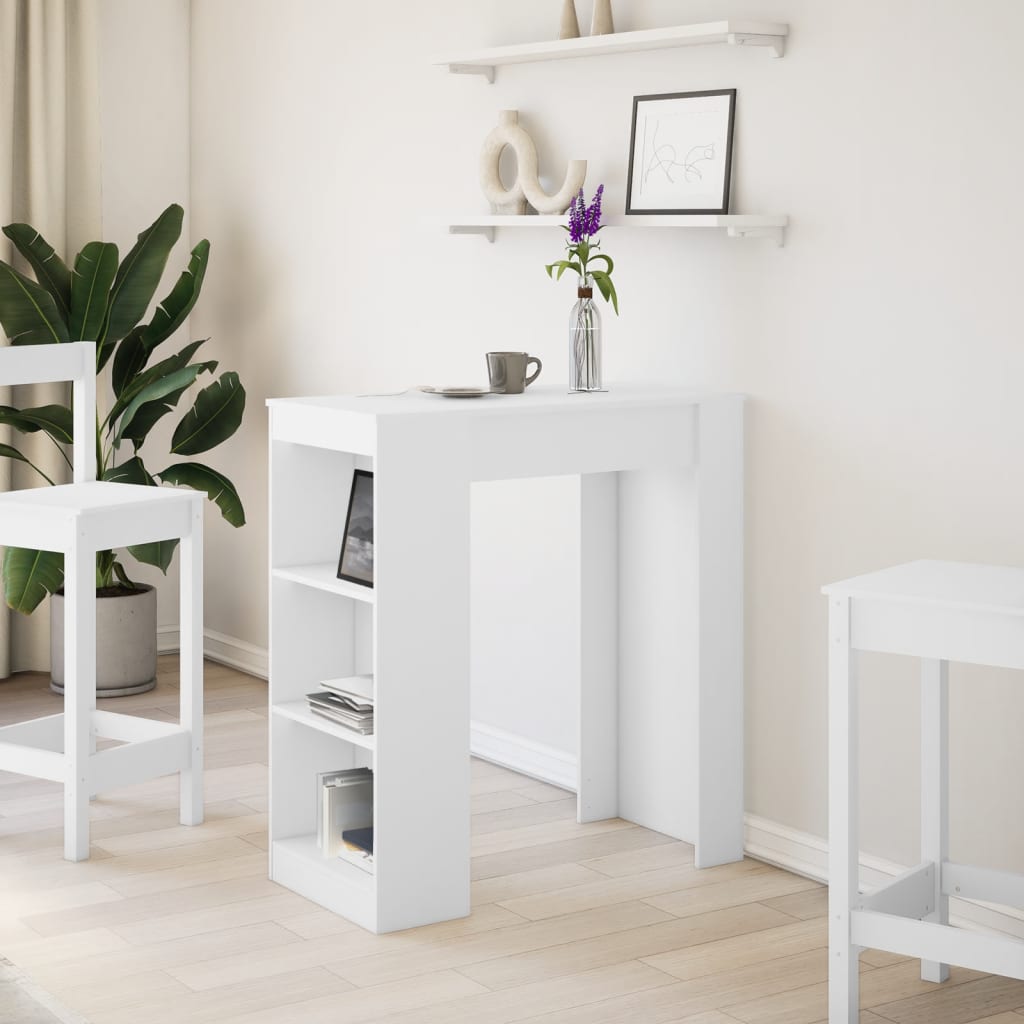 Bartafel met rekken 95x47x103,5 cm bewerkt hout wit is nu te koop bij PeponiXL, paradijselijk wonen!