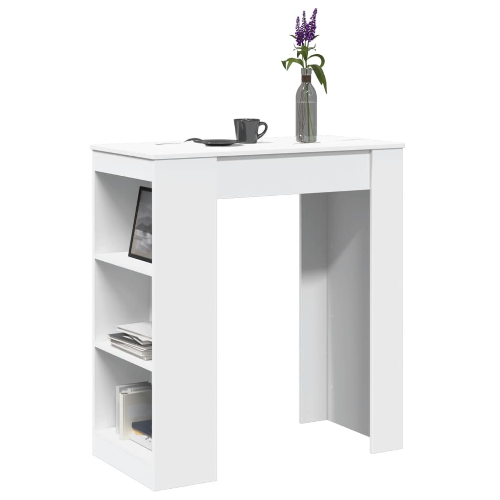 Bartafel met rekken 95x47x103,5 cm bewerkt hout wit is nu te koop bij PeponiXL, paradijselijk wonen!