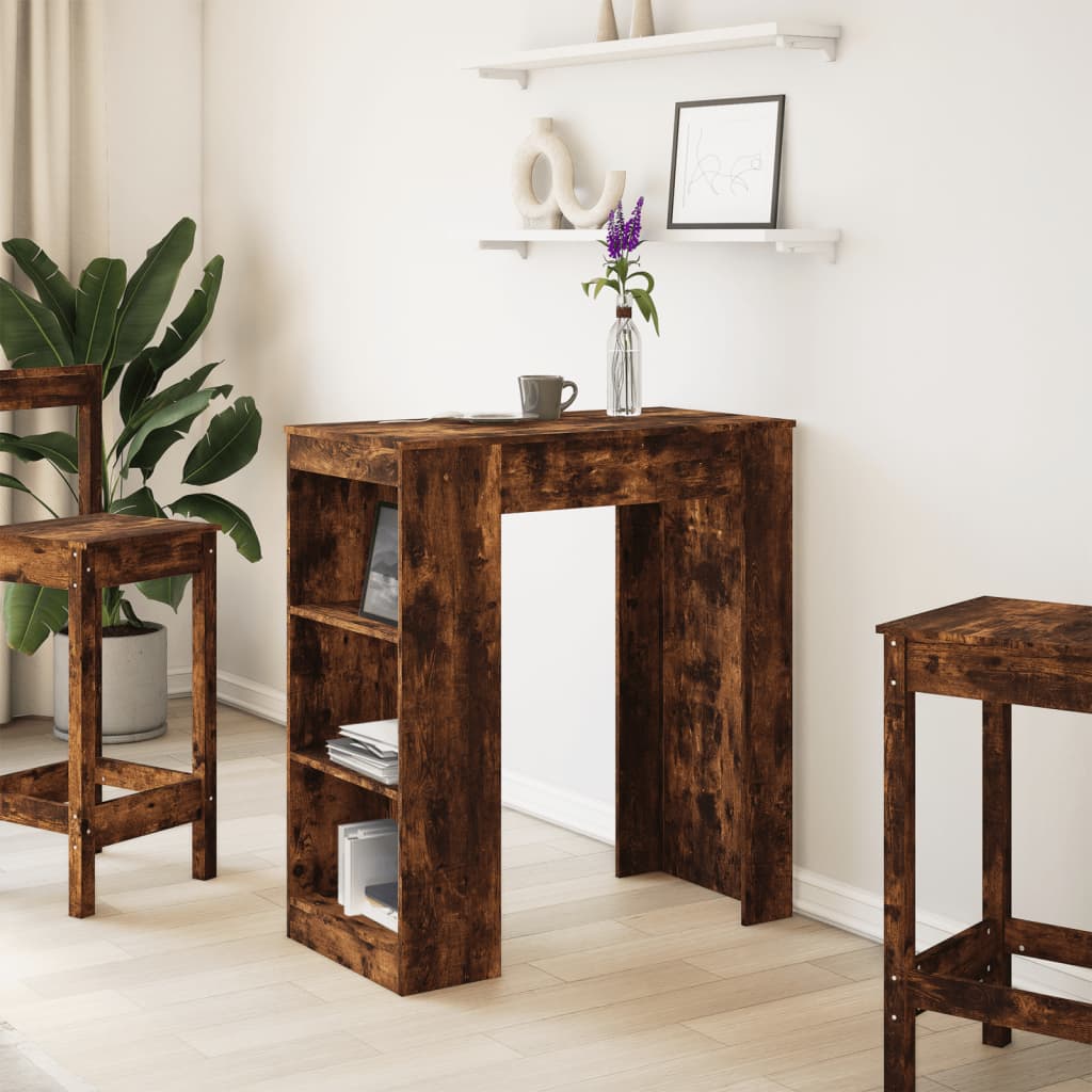 Bartafel met rekken 95x47x103,5 cm bewerkt hout gerookt eiken is nu te koop bij PeponiXL, paradijselijk wonen!