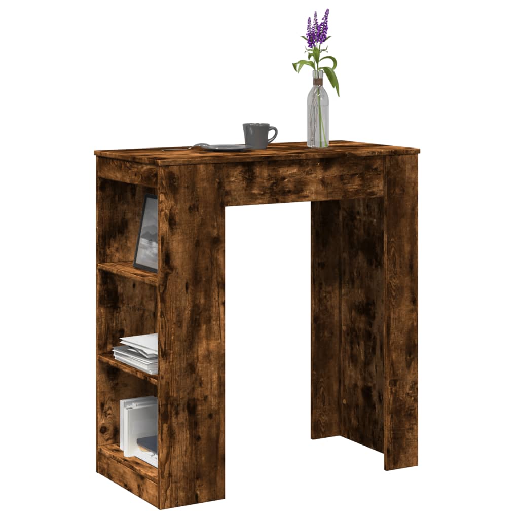 Bartafel met rekken 95x47x103,5 cm bewerkt hout gerookt eiken is nu te koop bij PeponiXL, paradijselijk wonen!