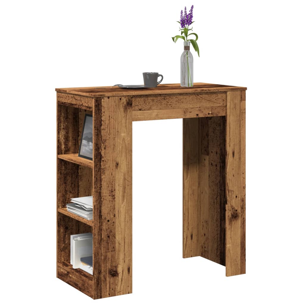 Bartafel met rekken 95x47x103,5 cm bewerkt hout oud houtkleur is nu te koop bij PeponiXL, paradijselijk wonen!